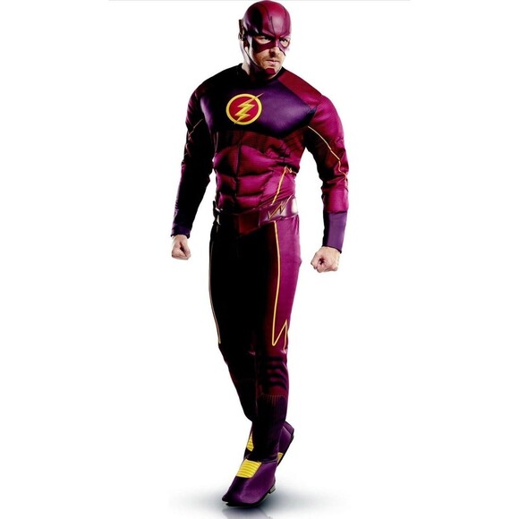 The Flash Adult Halloween Costume, Rubie's Men's Flash Deluxe Costume BRAND NEW - Picture 2 of 2